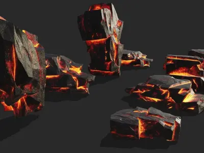 lava rocks set 17 Low-poly 3D model