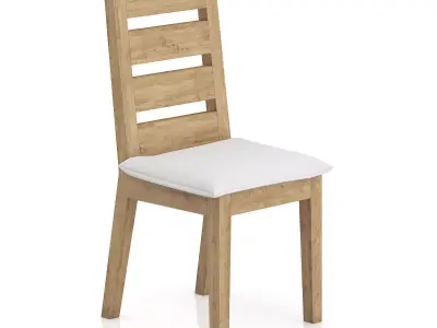 Wooden Chair with Pillow Seat 3D model
