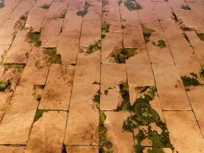 Brick Mossy Wall Stylized Texture