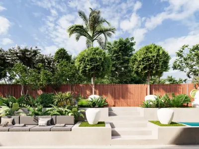  3D Exterior Scene 3D model design garden and landscape 3D model