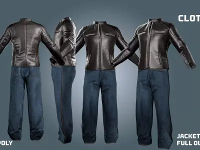 jackets and jean pants - clothyfic outfit Low-poly 3D model