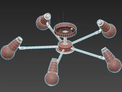 rotary six light ceiling fixture 3D model