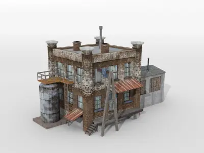 OLD FACTORY BUILDING Low-poly 3D model by hespasoft