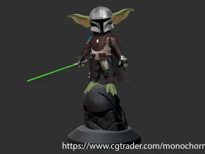 The yodolorian star wars child baby yoda statue 3D print model