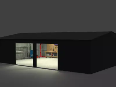 Garage low-poly 3D model Low-poly 3D model