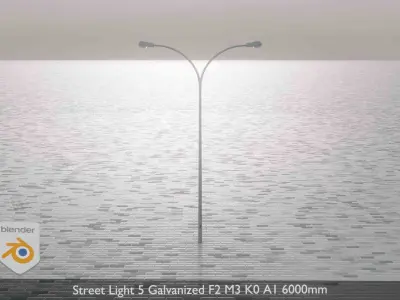Street Light 5 Galvanized F2 M3 K0 A1 6000mm Low-poly 3D model