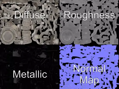 Ornate Marble Fountain model pack Low-poly 3D model