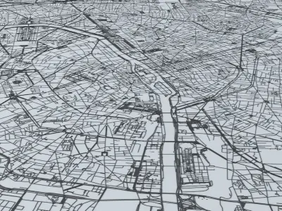 Greater Paris Road Network and Streets 3D model