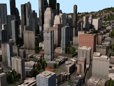 High-Detailed 3D City Model Low-poly 3D model
