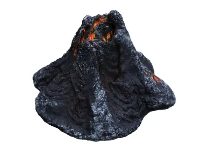 Crater volcano Low-poly 3D model