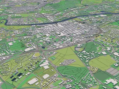 Glasgow Scotland UK 25x25km 3D City Map 3D model
