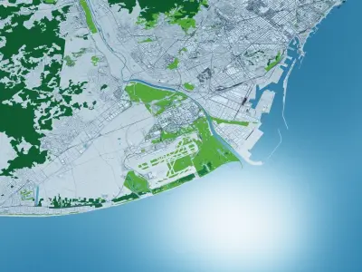 Barcelona with Terrain 3D model