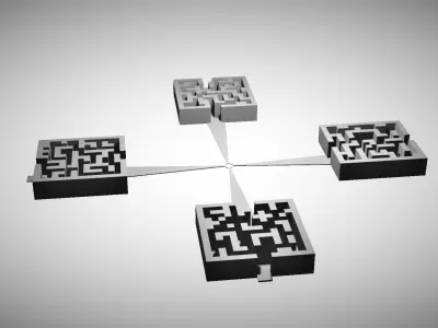 four mazes one goal Free low-poly 3D model