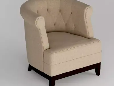 Natural Fabric Arm Chair Low-poly 3D model