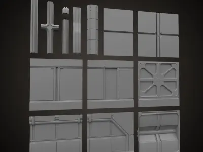 SCI-FI PBR Wall Collection Low-poly 3D model