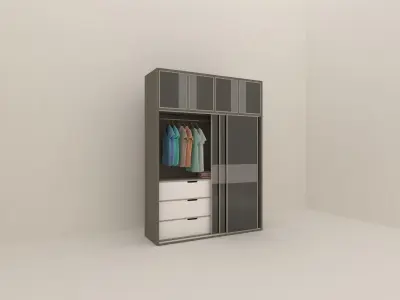 Wardorbe 2 wardrobe with glass doors Free 3D model