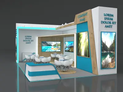 Booth Exhibition Stand Stall 10x6m Height 450 cm 2 Side Open 3D model