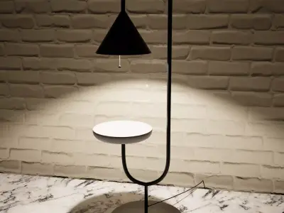 Lamp with bedside table Low-poly 3D model