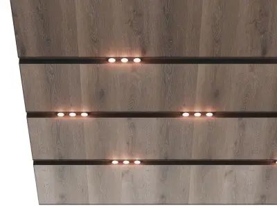 Wooden suspended ceiling with lighting 35 3D model