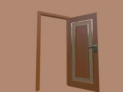 Ornamental Wooden Door PBR 3D model