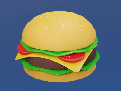Stylized cartoon Gameready Burger Low-poly 3D model