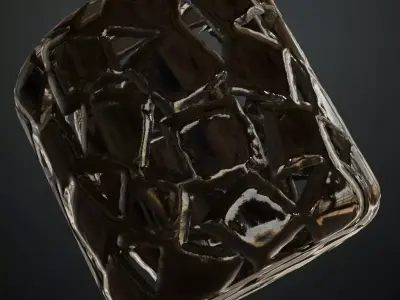 Fractured Glossy Dark Glass Irregular PBR SEAMLESS Texture