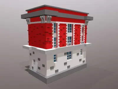 Fire Station Low Poly Low-poly 3D model