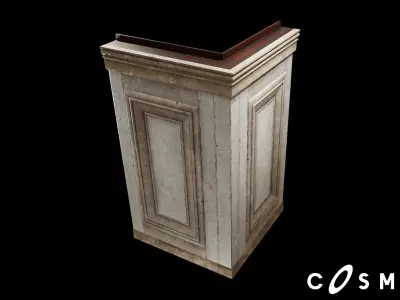 Steampunk Module Wall Exterior Corner Low-poly 3D model