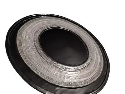 Futuristic Engraved Metallic Disc Artifact Low-poly 3D model