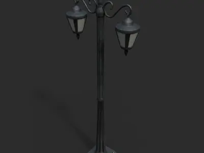 Double Lamp Post 1 Low-poly 3D model