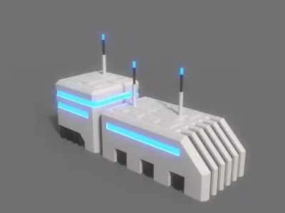 PBR Sci-Fi Building A07 Low-poly 3D model