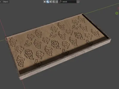 Wood Engravings Oriental Clouds Pattern Panel Free 3D model