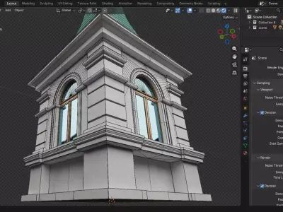 Building Architecture Element Textured Base Mesh 08  Low-poly 3D model