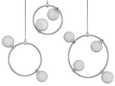 EXIST three brass pendant lights Low-poly 3D model