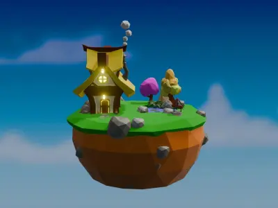Low Poly Small House Landscapes Free 3D model
