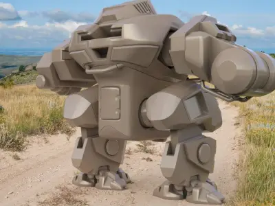 Mecha Robo Cop Clay Vray AI High Poly 3D model