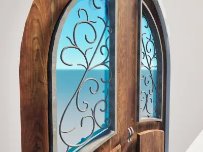 Rustic Round Door Low-poly 3D model