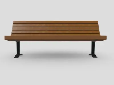 Bench 6 wooden park Low-poly 3D model