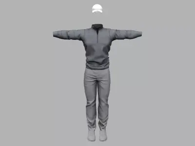 Men Full Golfer Outfit Low-poly 3D model