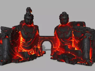 rocks buddha healgate  Low-poly 3D model