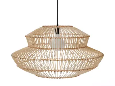 Suru Small Rattan Pendant Lamp - Modern Boho Lighting Low-poly 3D model