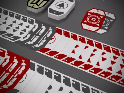 SciFi Poker Cards - Sabacc style - single textures and PDFs Low-poly 3D model