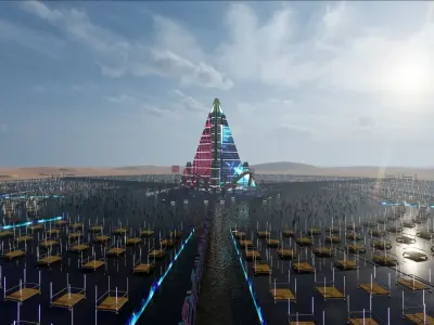 Realistic low poly Music Festival -social distancing Concept Low-poly 3D model