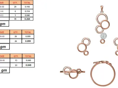 Light wt Ring Earrings Pendant set 3dm stl 1-render details 3D print model