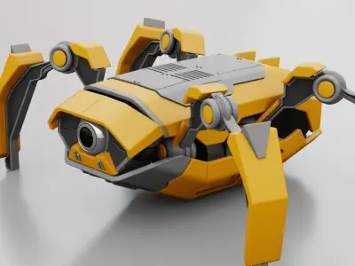 Crab Robot rigged - animated character 3D model