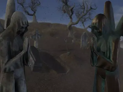 Low Poly Modular Cemetery Pack With PBR Materials Low-poly 3D model