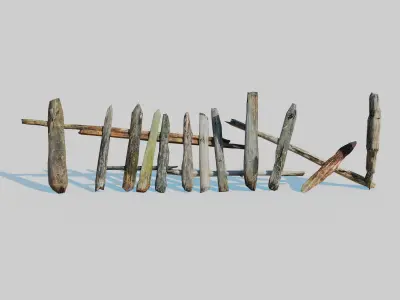 Old Fence Low-poly 3D model