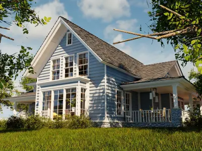  Classic style porch house with furniture 