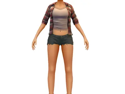 Cartoon High Poly Subdivision Cowgirl Short Low-poly 3D model