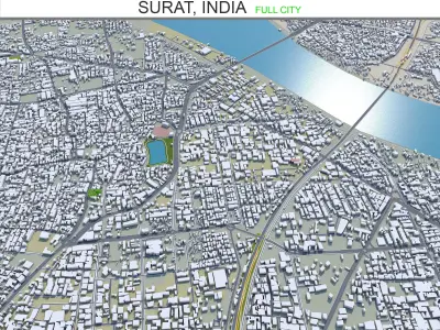 Surat India 40km Low-poly 3D model